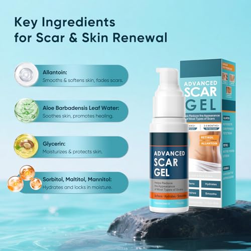 Scar Gel for Surgical, Keloid, Burn & Acne Scars - Hydrating & Skin Repair, 1.7oz