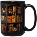 Cat Book Mug - Book Lover Gift, 15oz Coffee Cup for Readers & Cat Enthusiasts