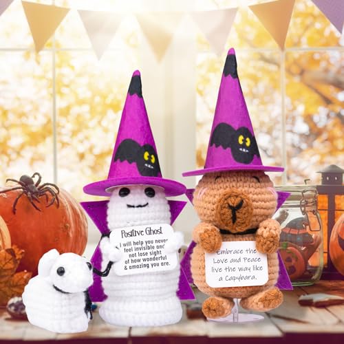 Halloween Support Cucumber Witch Hat and Cloak Doll with Knitted Potato Toy - Brown