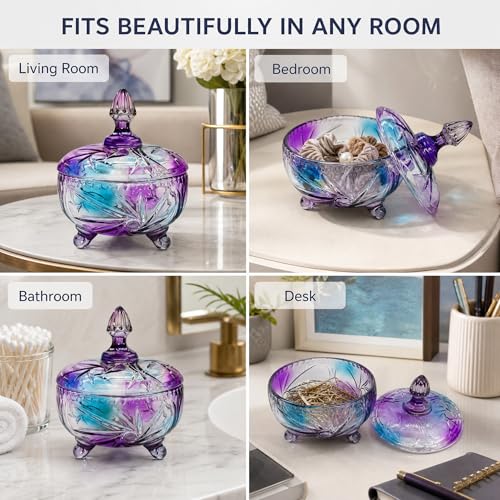Multicolor Glass Candy Dish with Non-Airtight Lid - 16oz Purple & Grey
