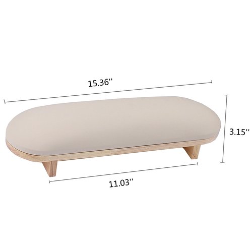 TANG SONG 1PC Sponge Manicure Hand Rest Pillow Wooden Nail Stand Hand Holder Nail Table Manicure Armrest Cushion (Cream Yellow)