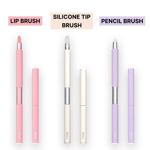 AOU LIP BRUSH Compact & Retractable Design for Easy Carry with Cruelty-Free Soft Brush, Valentine's Day Gifts for Woman