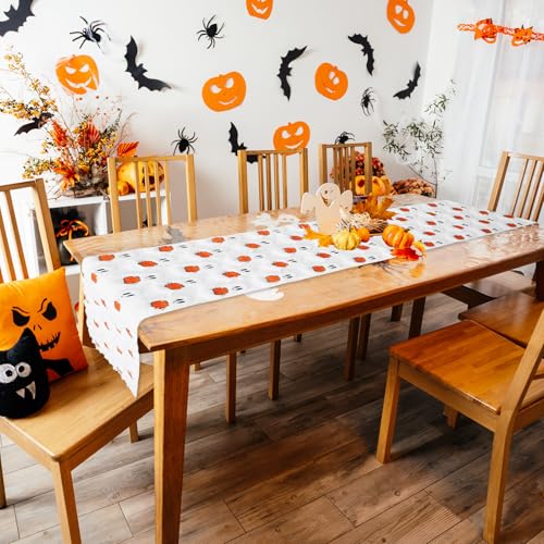 Halloween Table Runner Plush Ghost Pumpkin Decor 13.8 x 72 Inch