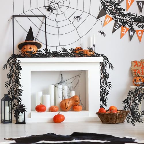 Black Willow Leaves Vine Garland 2 Pack - 5.9Ft Artificial Halloween Decor
