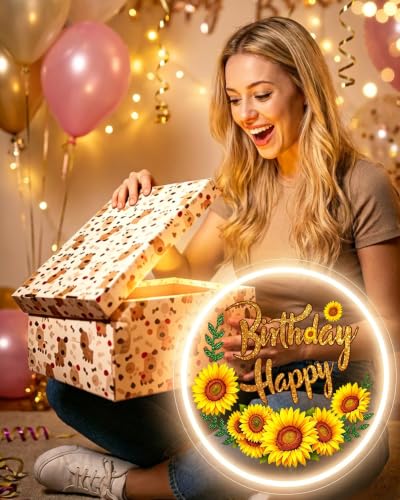 Sunflower LED Neon Sign - Birthday Party Wall Decor, Yellow Sunflower Variation
