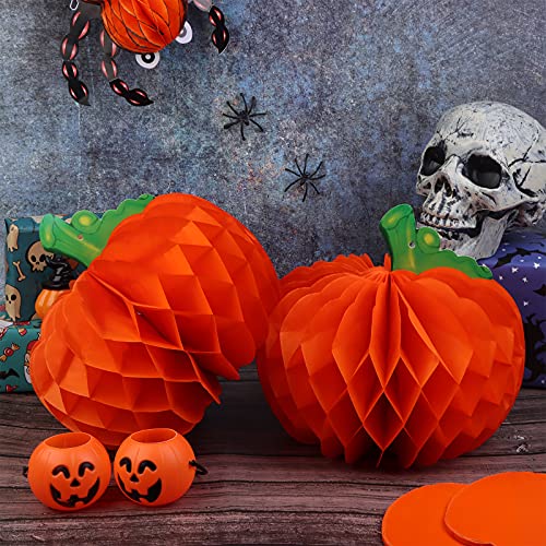 18 Pcs Fall Pumpkin Honeycomb Centerpieces - Halloween Thanksgiving Decor