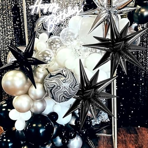 Black Star Spike Balloons 2pcs - 42 Inch Foil Explosion Mylar Party Balloons