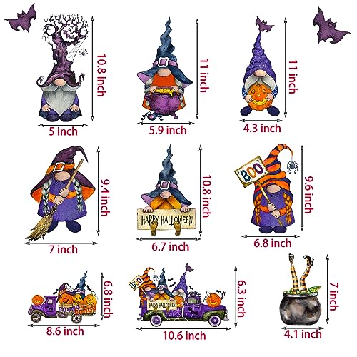 Halloween Gnomes Window Clings Set - Spooky Decorative Stickers for Windows