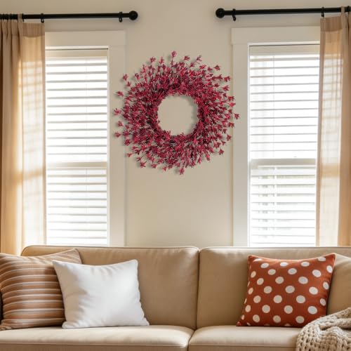 26-Inch Fall Wreath for Front Door - Burgundy Autumn Decoration - Variation of 26in Burgundy