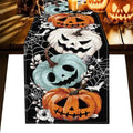 Halloween Table Runner 13x72 Inch Spider Web Pumpkins Decor - Black Variation