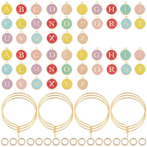 Colorful DIY Wine Glass Charm Kit with Letter Charms & Rings - 30 Sets