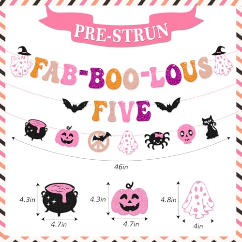 Halloween Glitter Banner for Fifth Birthday Party - Spooky Cute Decorations