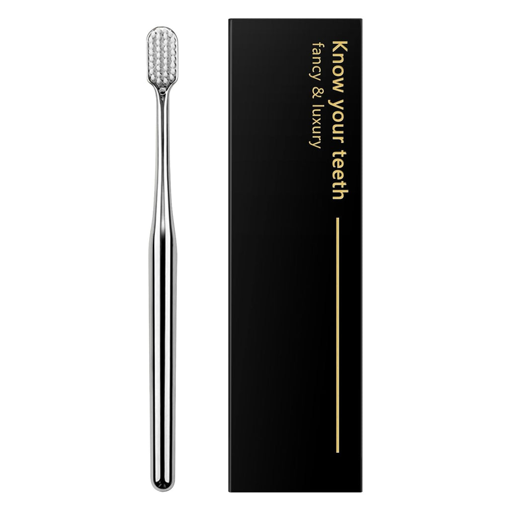 Z-VAPRESS Luxury Silver Manual Toothbrush - Soft Bristles for Sensitive Teeth | Elegant Electroplated Design