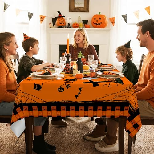 Halloween Tablecloth 54 x 78 Inches Rectangular Ghost Pattern for Dining Table