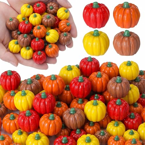 Mini Resin Pumpkin Decorations - 50 Fall Miniature Figurines with Variation 50 Pumpkin