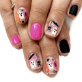 Halloween Ghost Spider Short Square Press-On Nails - Hot Pink Black, Reusable