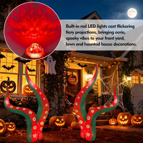 Juegoal 1 Pack Halloween Inflatable Octopus Tentacle Outdoor Decor - Lighted, 3.6ft Long