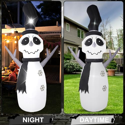 A-9FT Grey Snowman Inflatable Decoration with LED Lights - Outdoor Halloween Yard Decor