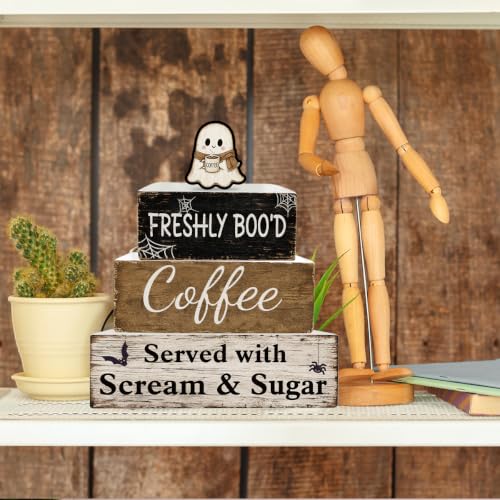Halloween Wooden Table Decor - Ghost Coffee Sign - Boo Variation
