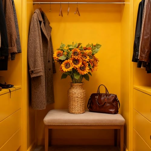 Orange Autumn Faux Sunflowers Bouquet - 25.6 Inch, 6 Pack