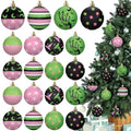 24 Pcs Witch Christmas Tree Ornaments - Pink & Green Holiday Baubles - Witch Themed Xmas Decor - Variation of THIS listing