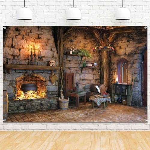 Halloween Witch Cottage Backdrop 5x3ft Spooky Photo Booth Wall Banner
