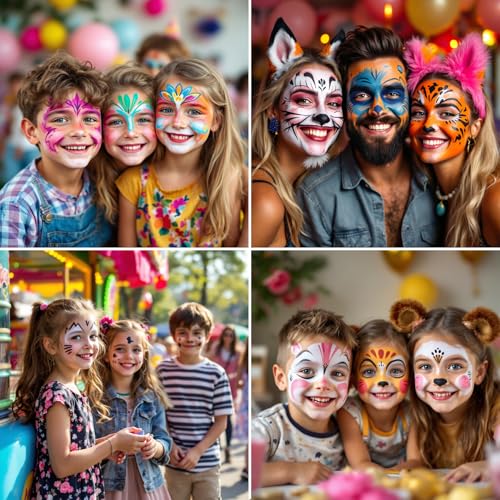 12-Color Water-Based Face Paint Kit - Mess-Free, Washable & Non-Toxic for Festivals & Parties
