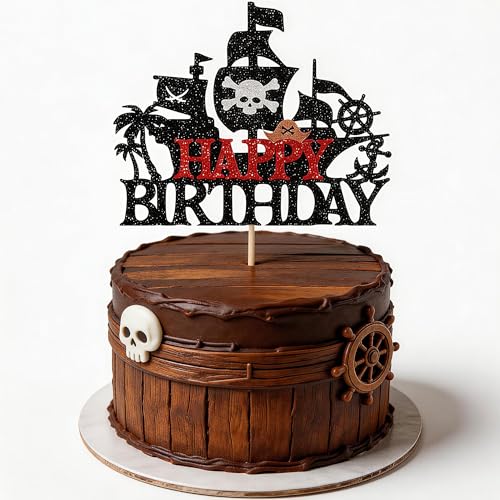 Pirate Cake Topper with Pirate Ship Variation - Pirate Party Decoration