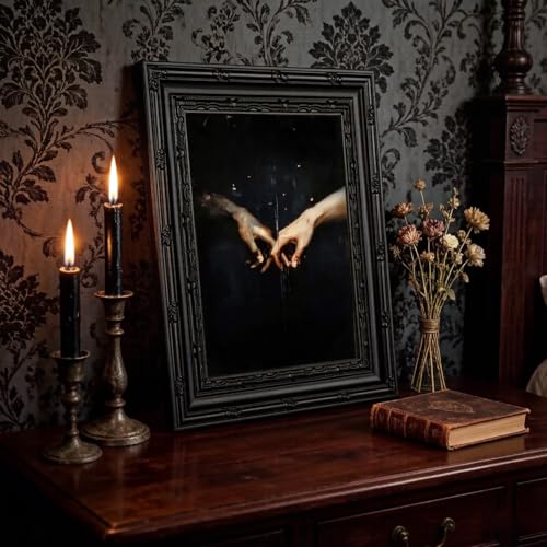 Moody Reaching Hands Wall Art - Framed Gothic Dark Decor 16x12 Inch