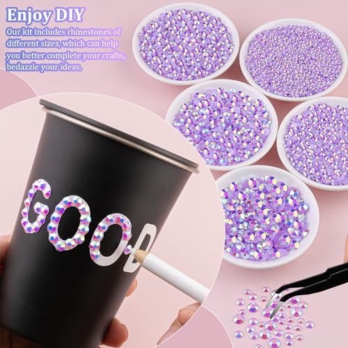 Lavender Purple AB Resin Rhinestones 25,000pcs for Crafts & DIY Projects + Glue