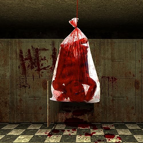 Halloween Bloody Half Body Hanging Prop with Bag - Creepy 29 Inch Decoration