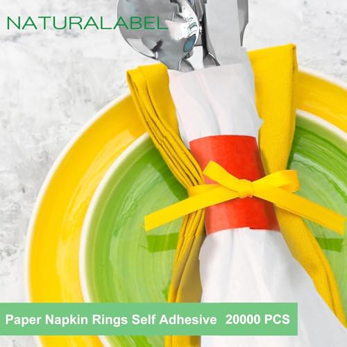 Self-Adhesive Napkin Bands Bulk Pack of 20,000 - Red, 10 Boxes
