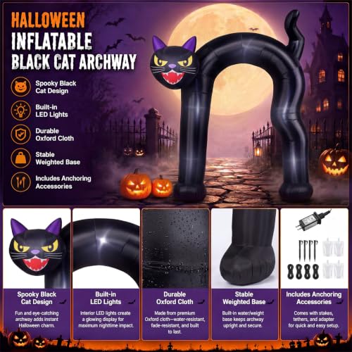 10 ft Tall Halloween Inflatable Black Cat Archway Outdoor Decor - Variation of THIS listing