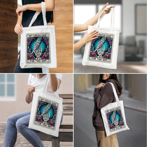 Multicolor Skull Tarot Canvas Tote Bag Witchy Gifts for Women, Halloween & Christmas