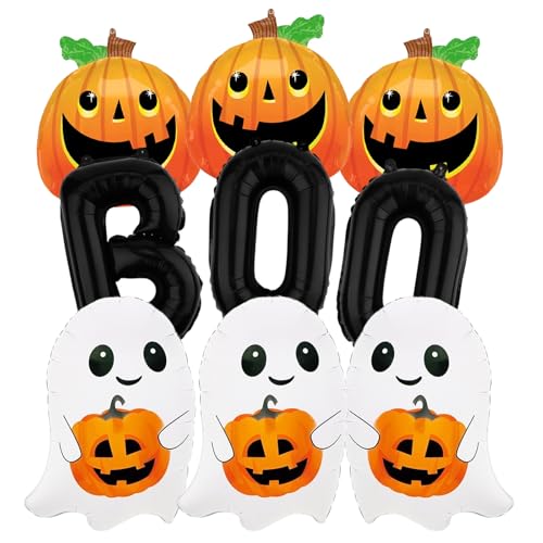 Halloween Balloons Set - Ghost & Pumpkin Foil Balloons for Party Decorations