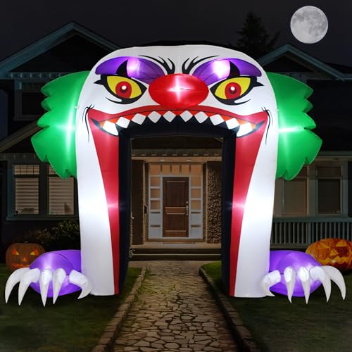 10 FT Halloween Inflatable Clown Archway Outdoor Decor - Spooky Yard Decoration