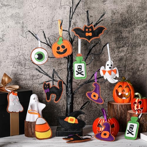Halloween Felt Ornaments Set - 20pcs 3.15-inch Tree Decorations for Spooky Decor