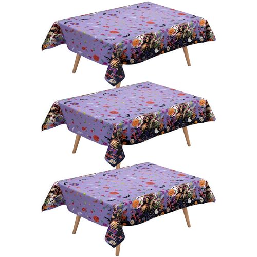 Halloween Scythe Tablecloth Set - 3 Disposable Plastic Rectangular Table Covers 54x72 Inches with Variation