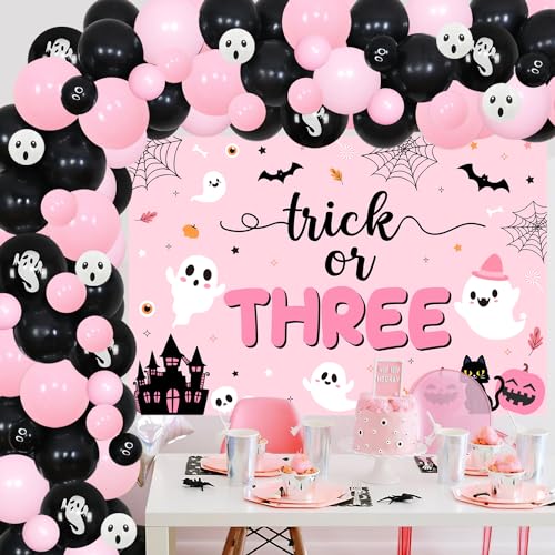Halloween 3rd Birthday Balloon Garland Kit with Bat Wall Stickers and Foil Number 3