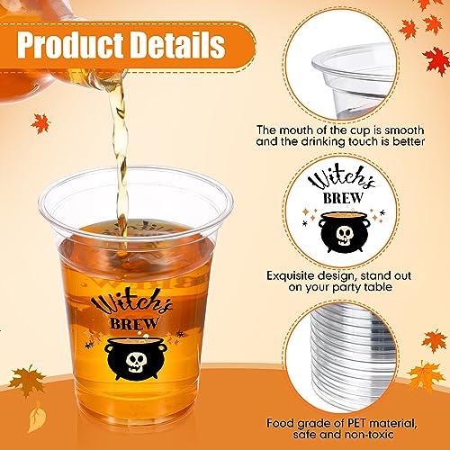 Halloween Disposable Plastic Cups Bulk - Pumpkin Design, 12oz, 100 Pack