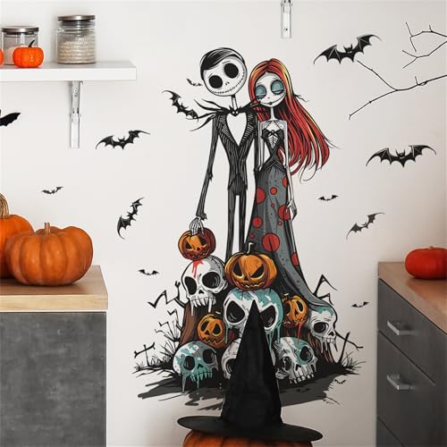 Halloween Ghost Bride Skeleton Wall Decals - Peel & Stick Spooky Wall Art for Parties