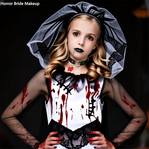 Halloween Gothic Bride Body Paint Makeup Set with Fake Blood & Choker