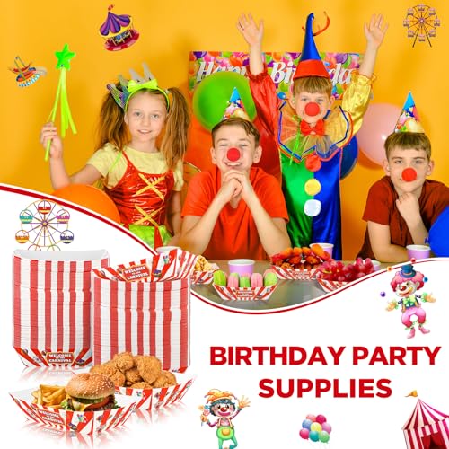 Carnival Themed Disposable Food Trays - 200 Pack for Parties & Events