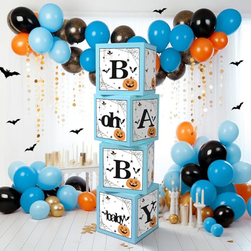 Halloween Baby Shower Decorations Blue Balloon Boxes - A Little Boo Is Almost Due