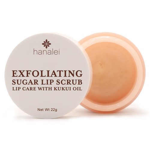 Hanalei Vegan Sugar Lip Scrub - Exfoliating Hawaiian Cane Sugar & Kukui Oil for Smooth, Hydrated Lips | Natural & Cruelty-Free (22g)