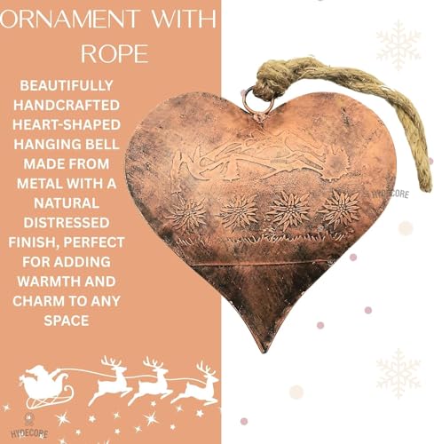Rustic Heart Hanging Bell Metal Wall & Door Decoration for Christmas & Weddings