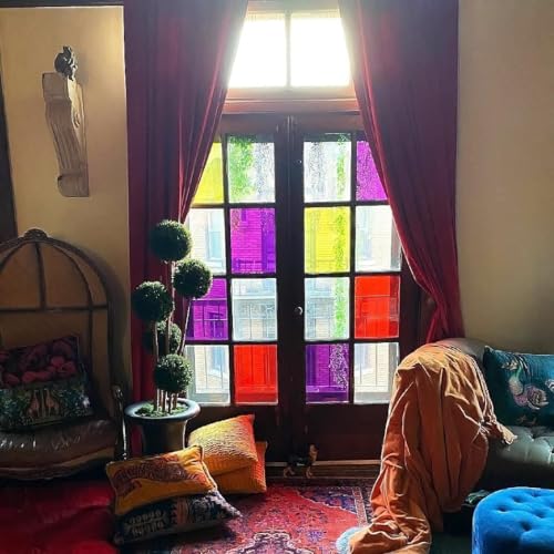 Self-Adhesive Glass Window Film Set - 13 Colors, 8.2 x 11.8 Inches - DIY Decor Bundle