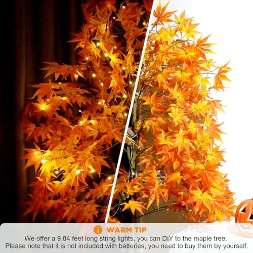 Outdoor Fall Maple Tree with Lights - 6.5ft Artificial Porch Decor - 1 Pcs