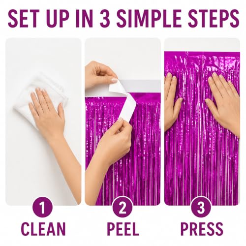 Purple Glitter Foil Fringe Curtains Party Backdrop 3.28 x 7.05 ft - 1 Pack