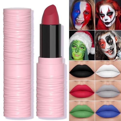 Matte Lipstick Face & Body Paint Set - Waterproof Bold Colors LC02 - Halloween Party Makeup